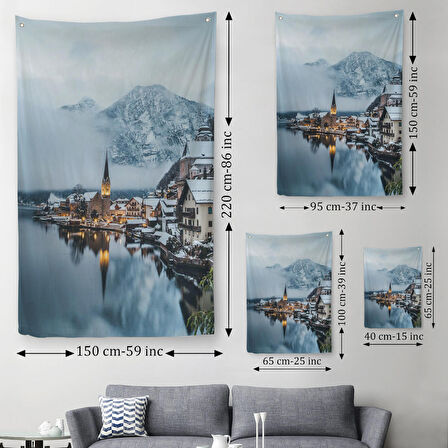 Hallstatt Avusturya Manzarası Duvar Örtüsü - Halısı-6028