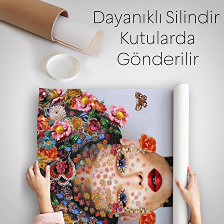 Çiçek ve Kadın Temalı Dekoratif Duvar Örtüsü-Halısı-6338