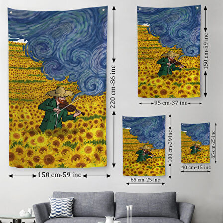 Vincent van Gogh Temalı İllüstrasyon Duvar Örtüsü-Halısı-6361