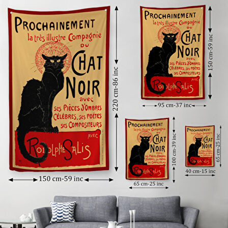 Siyah Kedi Duvar Örtüsü-Halısı - Le Chat Noir Theophile Steinlen-6431