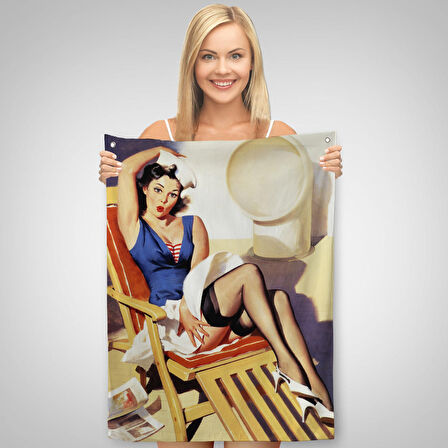 Sailor Pin Up Dekoratif Duvar Örtüsü-Halısı - Denizci Kız-6459