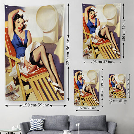 Sailor Pin Up Dekoratif Duvar Örtüsü-Halısı - Denizci Kız-6459