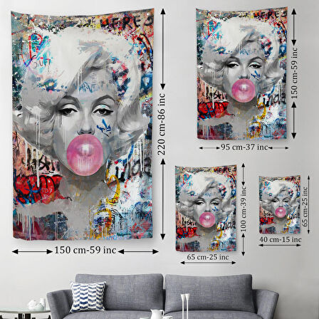 Marilyn Monroe Graffiti Pop Art Duvar Örtüsü-Halısı-6471