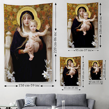 Zambak İle Bakire Duvar Örtüsü-Halısı - The Madonna of the Lilies-6479