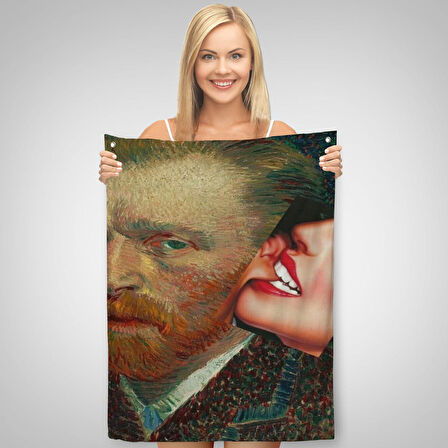 Vincent van Gogh Kulağını Isıran Kadın Pop Art Duvar Örtüsü-Halısı-6486