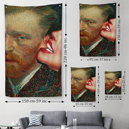 Vincent van Gogh Kulağını Isıran Kadın Pop Art Duvar Örtüsü-Halısı-6486