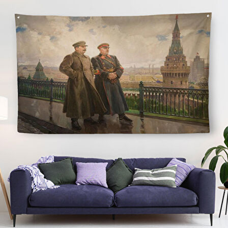 Kremlin'de Stalin ve Voroshilov Duvar Örtüsü-Halısı - Stalin and Voroshilov in the Kremlin-6551