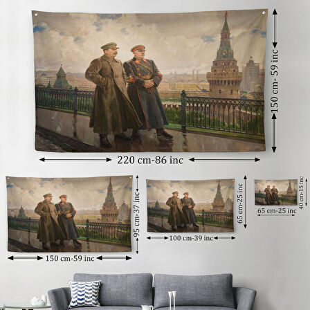 Kremlin'de Stalin ve Voroshilov Duvar Örtüsü-Halısı - Stalin and Voroshilov in the Kremlin-6551