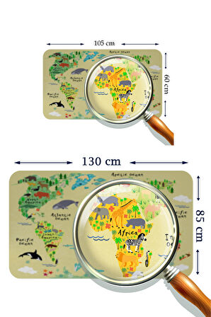 Eğitici Dünya Haritası Dünya Atlası Çocuk ve Bebek Odası Kaliteli Duvar Sticker-3772