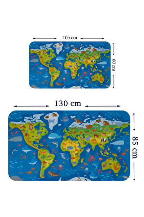 Eğitici Dünya Haritası Dünya Atlası Çocuk ve Bebek Odası Kaliteli Duvar Sticker-3774