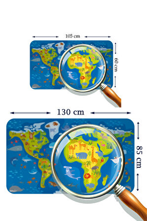 Eğitici Dünya Haritası Dünya Atlası Çocuk ve Bebek Odası Kaliteli Duvar Sticker-3774