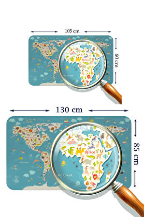 Eğitici Dünya Haritası Dünya Atlası Çocuk ve Bebek Odası Kaliteli Duvar Sticker-3776