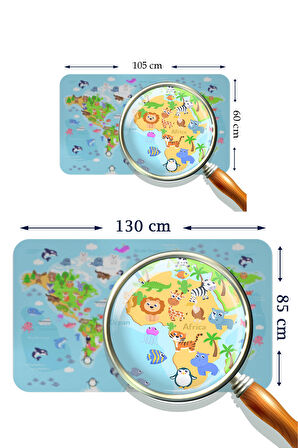 Eğitici Dünya Haritası Dünya Atlası Çocuk ve Bebek Odası Kaliteli Duvar Sticker-3783