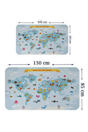 Eğitici Dünya Haritası Dünya Atlası Çocuk ve Bebek Odası Kaliteli Duvar Sticker-3791