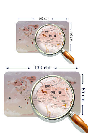 Eğitici Dünya Haritası Dünya Atlası Çocuk ve Bebek Odası Kaliteli Duvar Sticker-3799