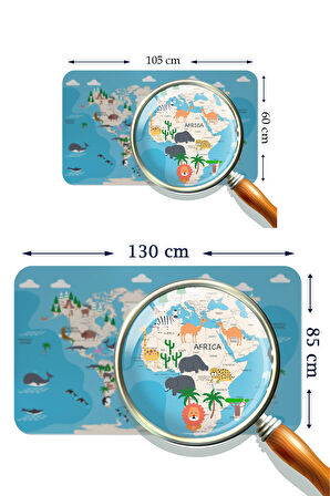 Eğitici Dünya Haritası Dünya Atlası Çocuk ve Bebek Odası Kaliteli Duvar Sticker 3802