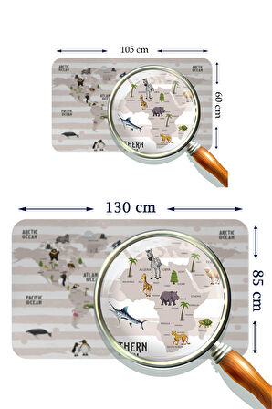 Eğitici Dünya Haritası Dünya Atlası Çocuk ve Bebek Odası Kaliteli Duvar Sticker 3803