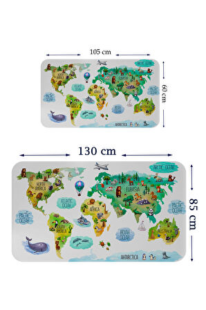 Eğitici Dünya Haritası Dünya Atlası Çocuk ve Bebek Odası Kaliteli Duvar Sticker 3807