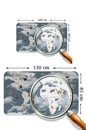 Eğitici Dünya Haritası Dünya Atlası Çocuk ve Bebek Odası Kaliteli Duvar Sticker 3818