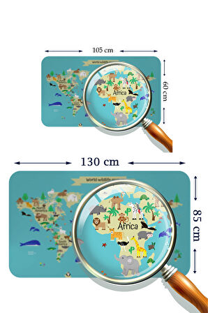 Eğitici Dünya Haritası Dünya Atlası Çocuk ve Bebek Odası Kaliteli Duvar Sticker 3829