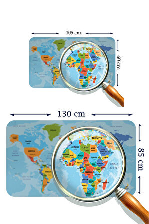 Türkçe Eğitici Ülke ve Başkent Detaylı Atlası Dünya Haritası Kaliteli Duvar Sticker 3831