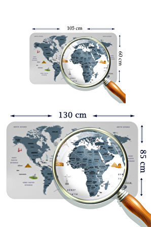 Türkçe Eğitici Ülke ve Başkent Detaylı Atlası Dünya Haritası Kaliteli Duvar Sticker 3832