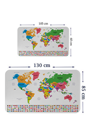 Ülke Bayrak lı Eğitici Başkent Detaylı Atlası Dünya Haritası Kaliteli Duvar Sticker 3833