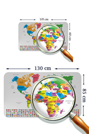 Ülke Bayrak lı Eğitici Başkent Detaylı Atlası Dünya Haritası Kaliteli Duvar Sticker 3833