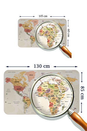 Türkçe Eğitici Ülke ve Başkent Okyanus Detaylı Atlası Dekoratif Dünya Haritası Kaliteli Duvar Sticker 3837