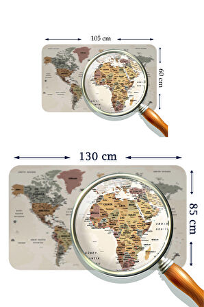 Türkçe Eğitici Ülke ve Başkent Okyanus Detaylı Atlası Dekoratif Dünya Haritası Kaliteli Duvar Sticker 3838
