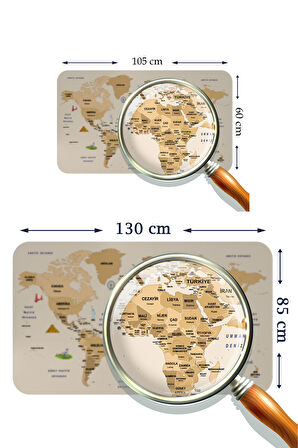 Türkçe Eğitici Ülke ve Başkent Detaylı Atlası Dekoratif Dünya Haritası Kaliteli Duvar Sticker 3839