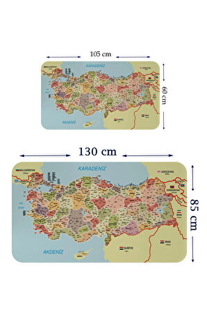 Eğitici ve Öğretici Detaylı Dekoratif Komşulu Türkiye Haritası Kaliteli Duvar Sticker 3846