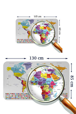Ülke Bayrak lı Eğitici Başkent Detaylı Atlası Dünya Haritası Kaliteli Duvar Sticker 3848