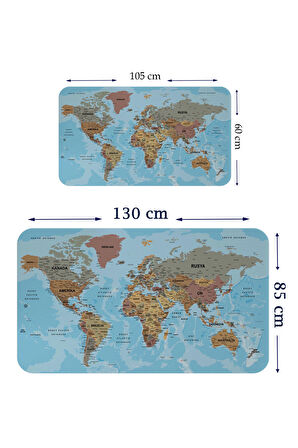 Türkçe Eğitici Ülke ve Başkent Okyanus Detaylı Atlası Dekoratif Dünya Haritası Kaliteli Duvar Sticker 3849
