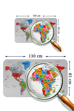 Eğitici Ülke ve Başkent Detaylı Atlası Dekoratif Dünya Haritası Kaliteli Duvar Sticker 3853