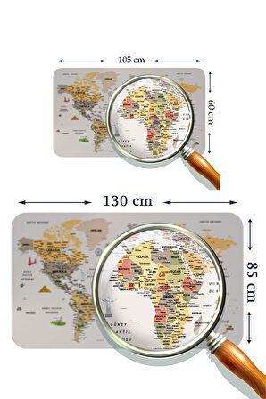 Türkçe Eğitici Ülke ve Başkent Detaylı Atlası Dünya Haritası Kaliteli Duvar Sticker 3854