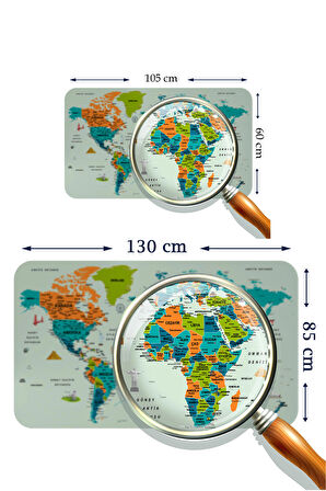 Türkçe Eğitici Ülke ve Başkent Detaylı Atlası Dünya Haritası Kaliteli Duvar Sticker 3855