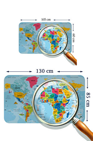 Türkçe Eğitici Ülke ve Başkent Okyanus Detaylı Atlası Dekoratif Dünya Haritası Kaliteli Duvar Sticker 3864