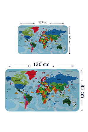 Türkçe Eğitici Ülke ve Başkent Okyanus Detaylı Atlası Dekoratif Dünya Haritası Kaliteli Duvar Sticker 3866
