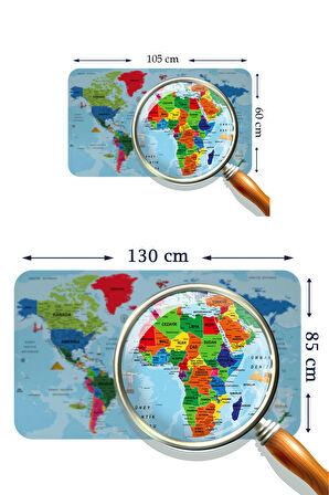 Türkçe Eğitici Ülke ve Başkent Okyanus Detaylı Atlası Dekoratif Dünya Haritası Kaliteli Duvar Sticker 3866
