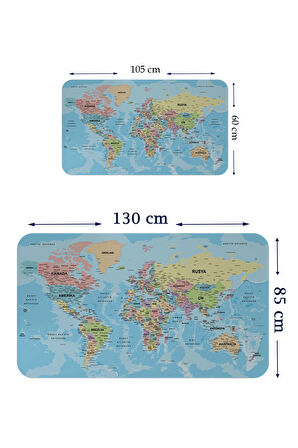 Türkçe Eğitici Ülke ve Başkent Okyanus Detaylı Atlası Dekoratif Dünya Haritası Kaliteli Duvar Sticker 3869