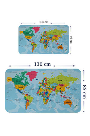 Türkçe Eğitici Ülke ve Başkent Okyanus Detaylı Atlası Dekoratif Dünya Haritası Kaliteli Duvar Sticker 3870