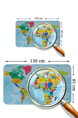 Türkçe Eğitici Ülke ve Başkent Okyanus Detaylı Atlası Dekoratif Dünya Haritası Kaliteli Duvar Sticker 3870