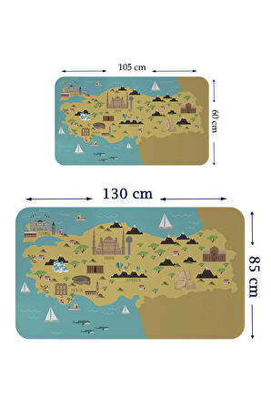 Eğitici ve Öğretici Dekoratif Çocuk Odası Türkiye Haritası Kaliteli Duvar Sticker 3877