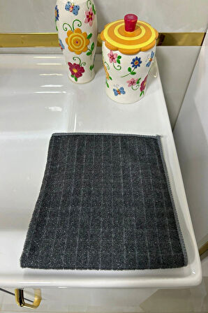 ( 2 Adet ) Mikrofiber Simli , Tırtıklı Halı Koltuk Duşakabin Yıkama Bezi Telli Zor Kir