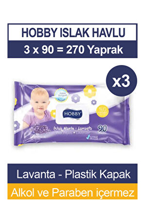 Islak Havlu Lavanta 90'lı 3 Paket