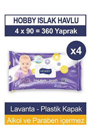 Islak Havlu Lavanta 90'lı 4 Paket