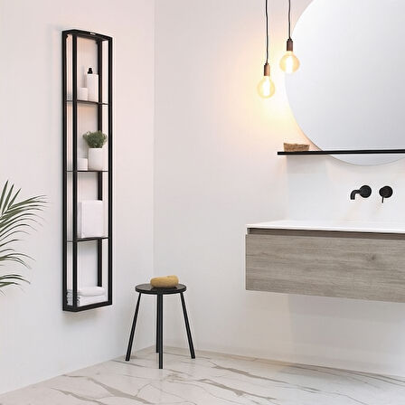 Firuze Metal Banyo, Mutfak ve Antre Duvar Rafı Siyah