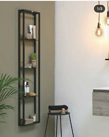 Firuze Metal Banyo, Mutfak ve Antre Duvar Rafı Siyah