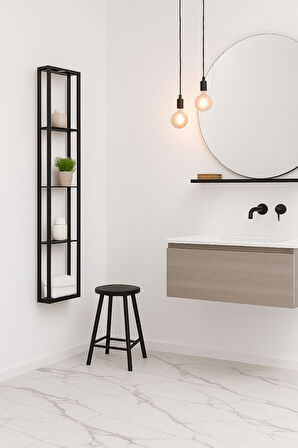 Firuze Metal Banyo, Mutfak ve Antre Duvar Rafı Siyah